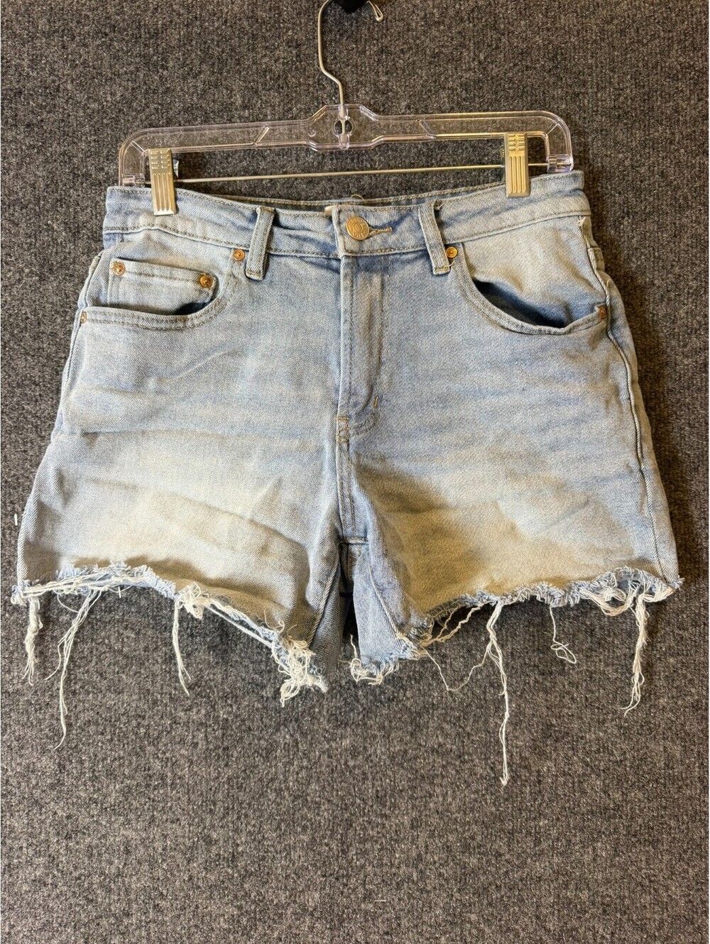 Madden Girl High Rise Cutoff Denim Shorts Light Wash Frayed Hem Size 7